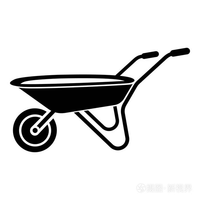 独轮车图标,简单的黑色风格