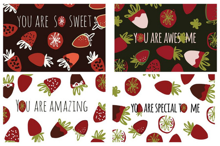 草莓手画彩色插图为您设计 箱包, t恤衫, 墙纸