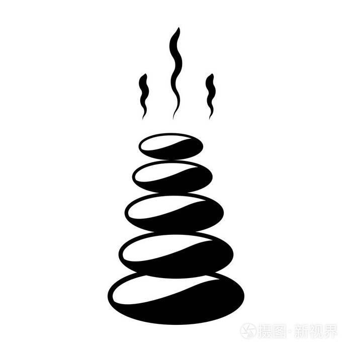 水疗和休闲用石头的剪影集