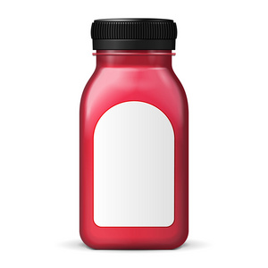 果汁或果酱红紫紫色瓶玻璃瓶孤立的白色背景上。准备好您的设计