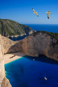 在扎金索斯沉船 navagio 海滩