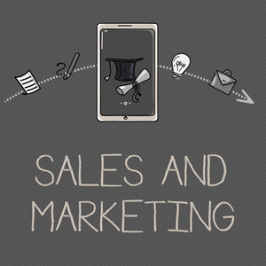 展示销售和市场营销的概念性手写。商业照片展示促销商品或服务的销售分布