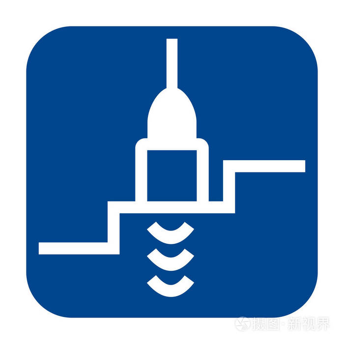 平面设计图标的厚度测量。蓝色查出的符号