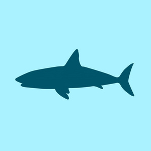 蓝色背景下的鲨鱼矢量图标