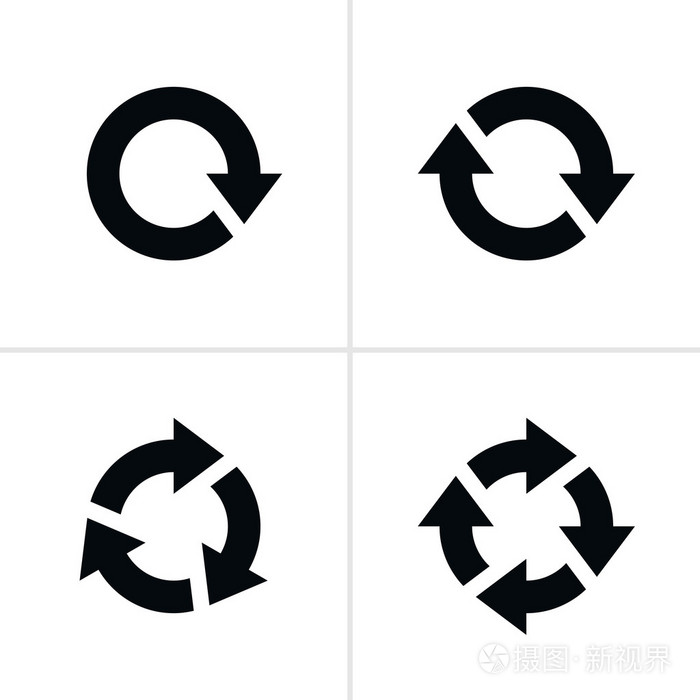 4 箭头象形图刷新重新加载旋转环标志集