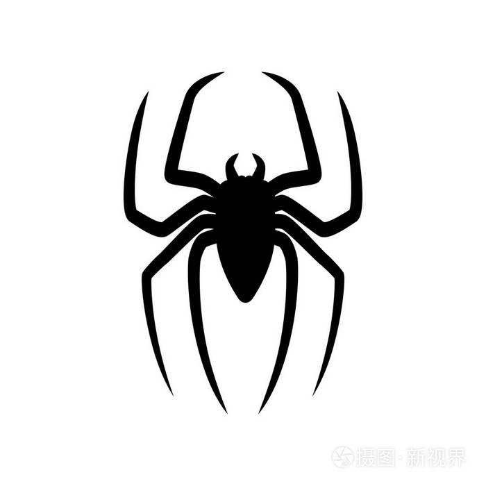 蜘蛛剪影查出在白色背景.长爪子的可怕