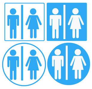 一个男人和一个女人的厕所标志, 在白色背景上的厕所标志