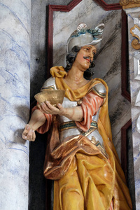 克罗地亚 Pokupsko 圣母玛利亚教堂主坛上的圣 Donatus 雕像