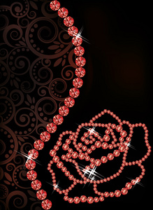 红宝石玫瑰花卉横幅，矢量图