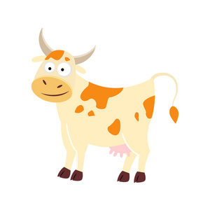 可爱的卡通母牛。在白色背景下被隔离。矢量说明