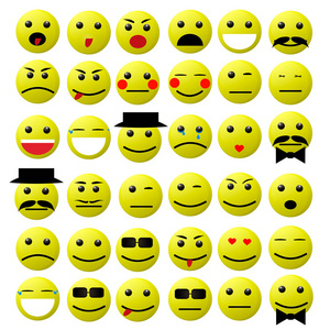 微笑 emoji 表情设置。矢量插图