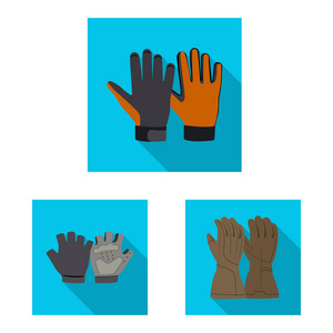 手套和冬季标志的孤立对象。一套手套和设备矢量图标股票