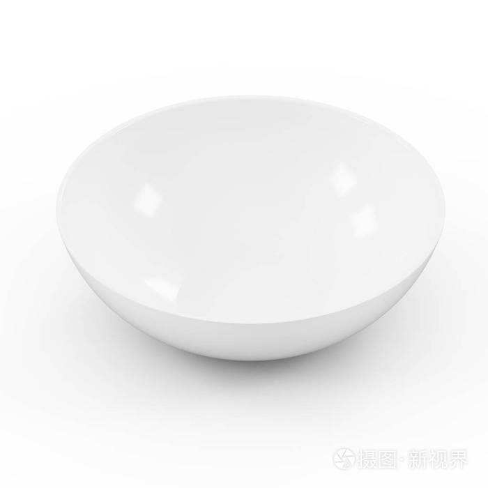 陶瓷物品的收藏.空米碗 在白色背景下隔绝.3d 插图