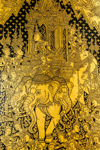 泰国在墙上的古代泰国模式佛光寺 亚洲 b