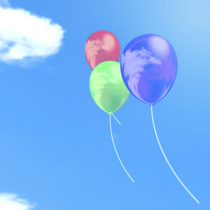 在一片蓝天下的气球的插图