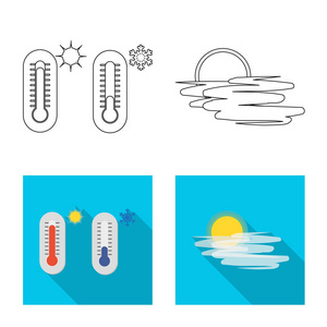 天气和气候标志的向量例证。收集天气和云矢量图标的股票