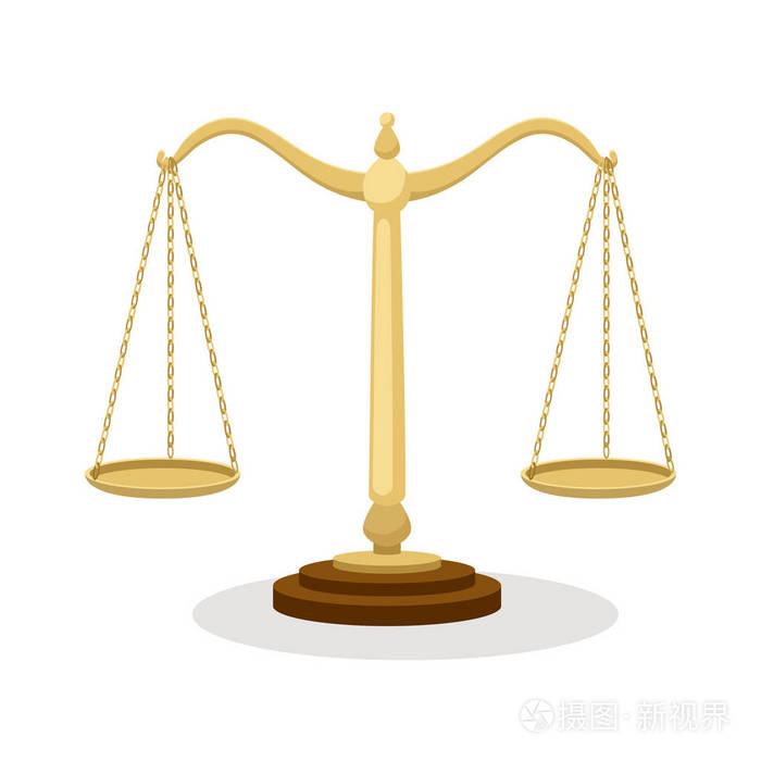 常设天平司法秤查出的白色, 法院概念动画片向量
