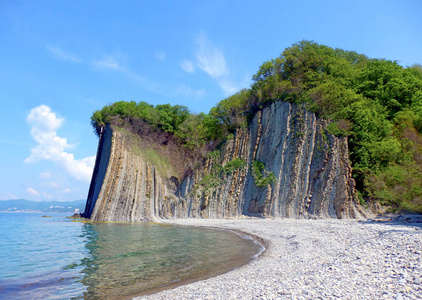 基索洛夫崖也被称为泪崖, Tuapse, 黑海, 俄罗斯。悬崖耸立在海面46米处。热门旅游胜地