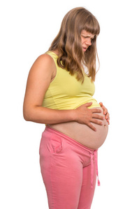 孕妇胃痛胃灼热和怀孕概念