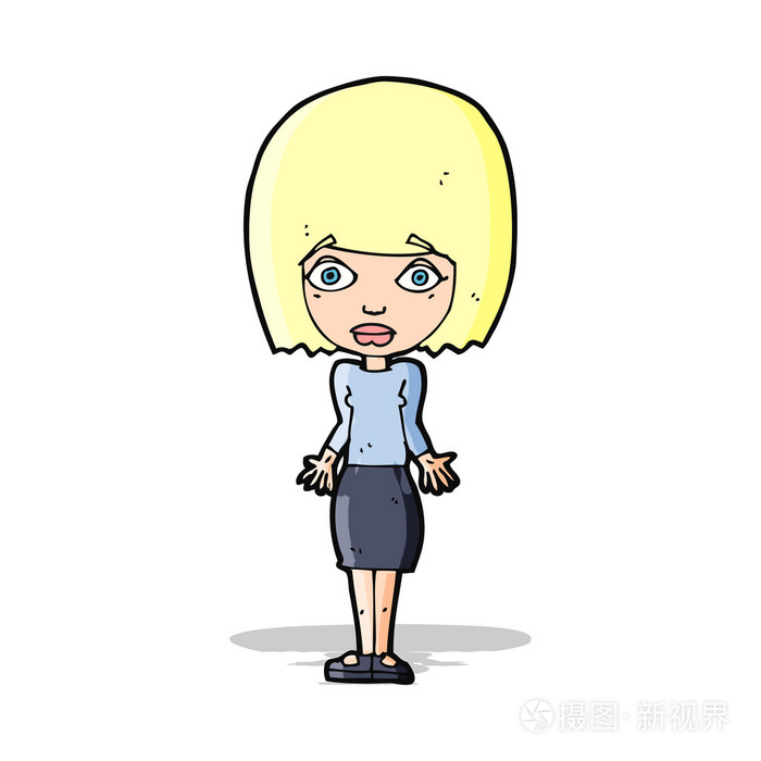 卡通女人耸耸肩膀