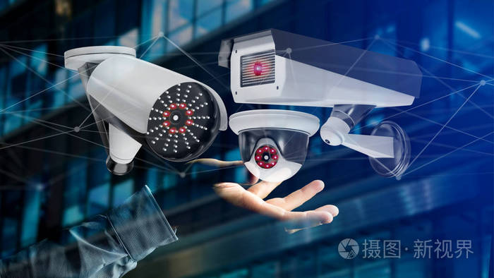 安防摄像系统与人的网络连接背景