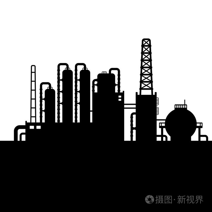 炼油厂和化工厂剪影 3.矢量