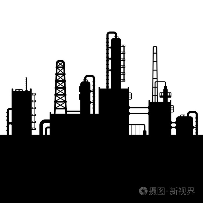 炼油厂和化工厂剪影5矢量