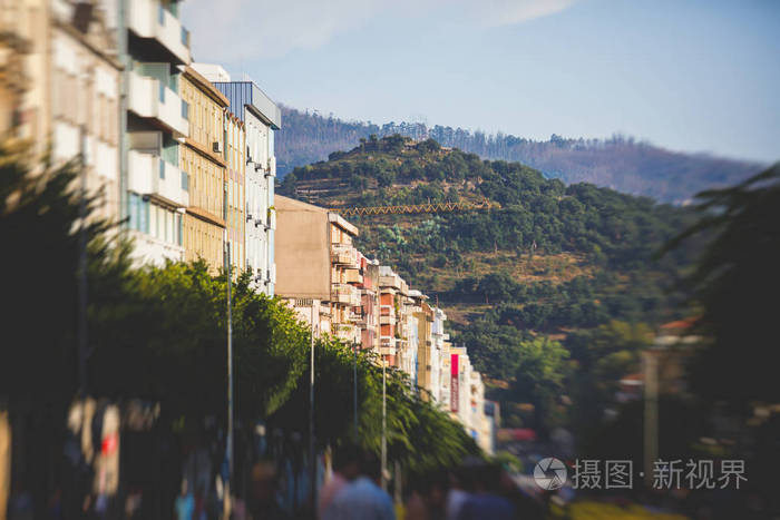 在布拉加葡萄牙北部地区夏季傍晚历史古城中心的街道