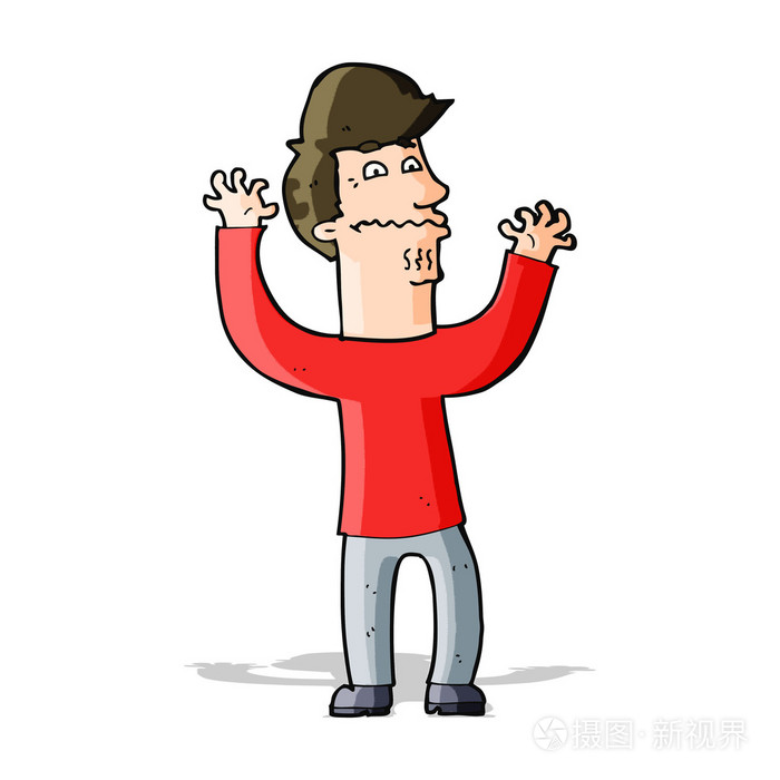 卡通紧张不安的人