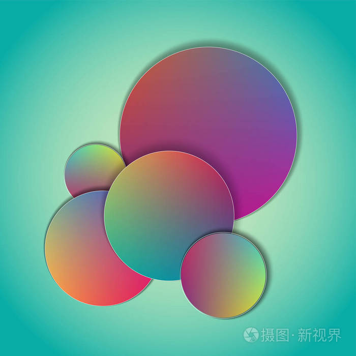 带有阴影的彩色渐变圆圈的抽象插图