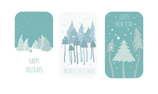 平面式圣诞节日元素为贺卡, 海报设计。矢量插图