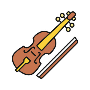 中提琴和弓色图标。大提琴.孤立向量插图