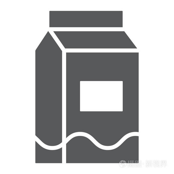 牛奶标志符号饮料和食物牛奶包装符号矢量图形白色背景上的固体图案