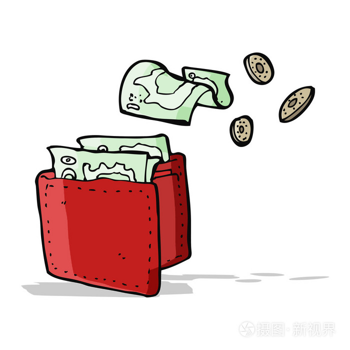 卡通钱包洒钱插画-正版商用图片0779mz-摄图新视界