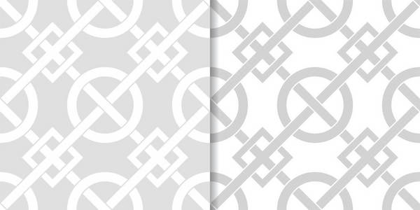 一套几何装饰品。用于网络纺织品和墙纸的浅灰色无缝图案
