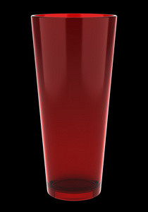 孤立在黑色背景上的红色玻璃花瓶