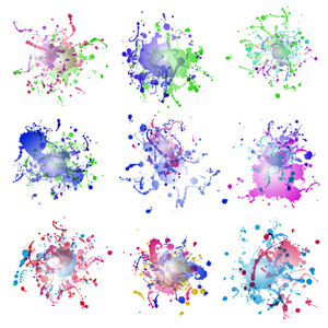 五彩缤纷的颜料溅起白色衬底上。再加上 eps10