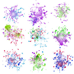 五彩缤纷的颜料溅起白色衬底上。再加上 eps10