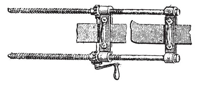 铺设皮带的张紧皮带, 老式雕刻插图。工业百科全书 E。拉米1875