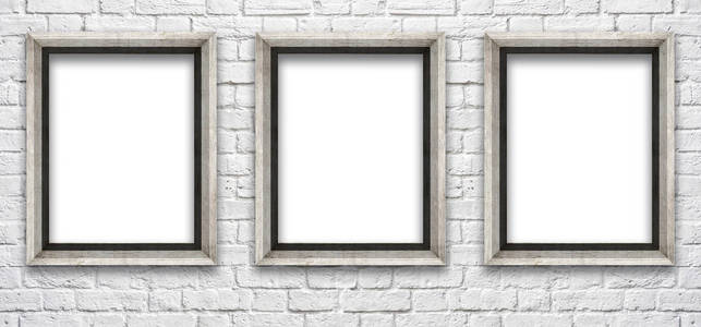带框架的白色砖墙插入图片和文本