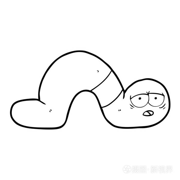 卡通疲劳蠕虫的矢量图解