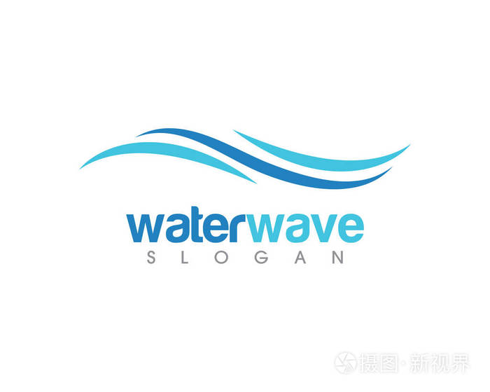 水波浪 logo 模板矢量