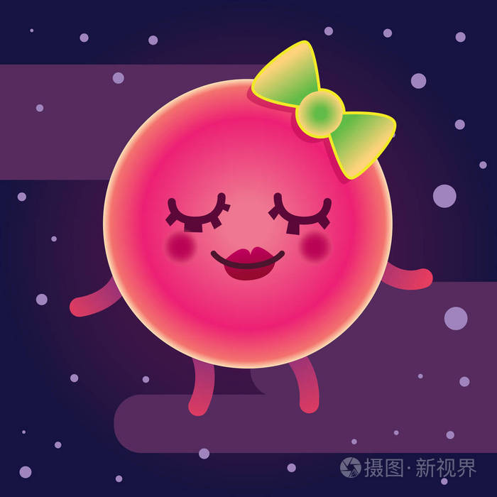 可爱的金星行星卡通人物在空间