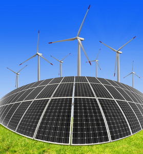 太阳能板和风力发电机图片
