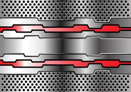 圆网格设计中的红色金属多边形线现代奢华未来背景纹理矢量图