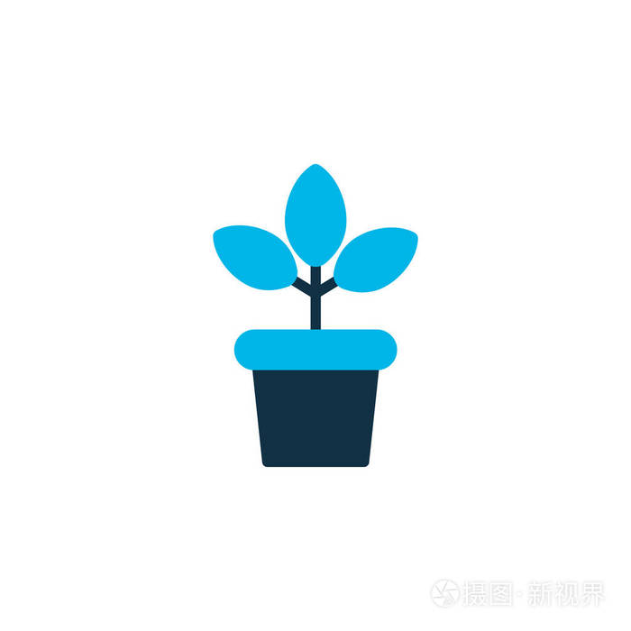 花盆图标彩色符号.优质的独立花盆元素的时尚风格