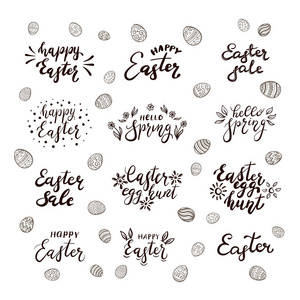 一套复活节刻字和鸡蛋