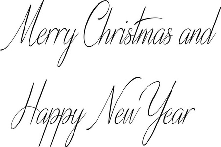 快乐的圣诞节和新年快乐文本标志插图在白色背景上