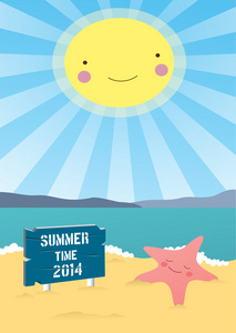 夏季复古海报热带天堂海滩平面设计矢量背景