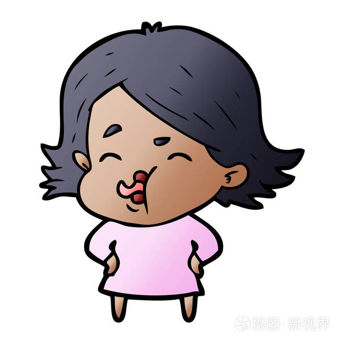 卡通女孩拉脸